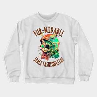 Fur-Midable Space Fashionista Space cat Crewneck Sweatshirt